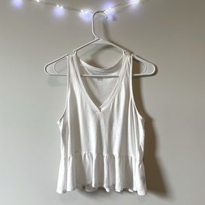 American Eagle White Peplum Cropped Tank